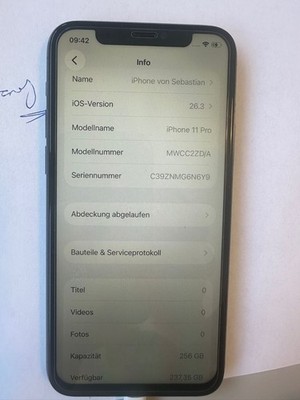 Apple iPhone 11 Pro A2215 (CDMA | GSM) - 256GB - Space Grau (Ohne Simlock)...
