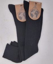 2 pairs of ladies' knee socks 100% GOTS organic cotton rib structure black 35-42
