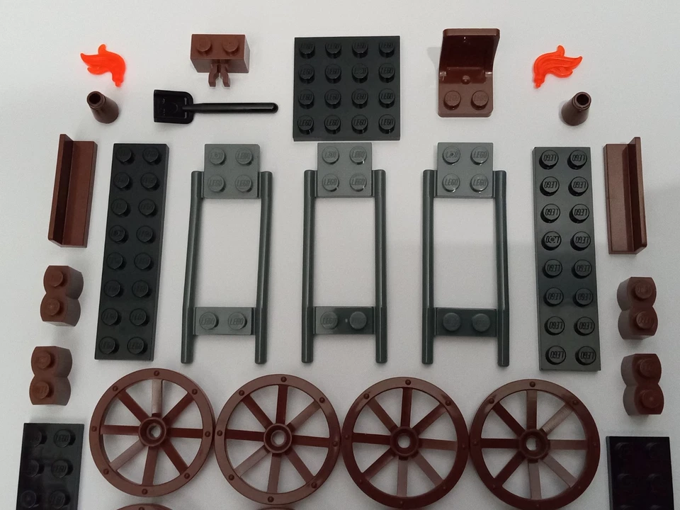 New Genuine LEGO Western Parts Lot: Wagon Wheels Plates Tools etc Build 3 Wagons Foto 4 de 4