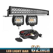5D Curved 32" 180W LED Light Bar 2X 4" 60W LED Cube Pods for UTV ATV