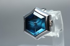 Rare Vintage N MINT Seiko Ring Watch 11-7670 Blue Dial Manual Wind Ladies JAPAN