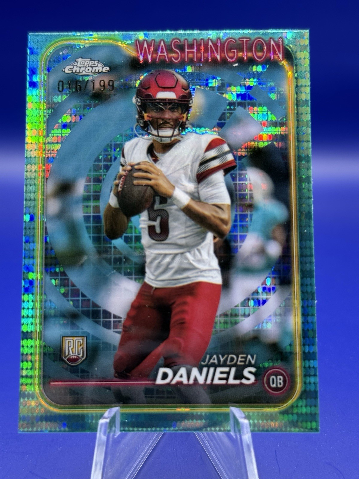 Jayden Daniels 2024 Topps Chrome - Rookies  #201 Aqua Sonar Refractor /199 (RC)