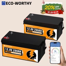 ECO-WORTHY 12V 280Ah 3584Wh LiFePO4 Lithium Battery Bluetooth 24V/36V/48V For RV
