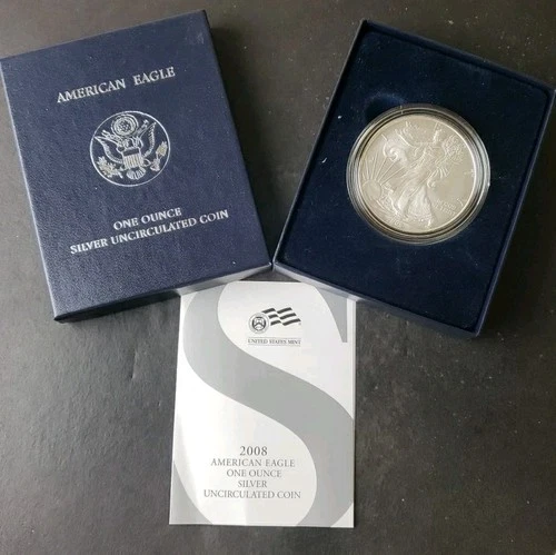 2008 W Burnished $1 American Silver Eagle Dollar