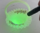 Fenton Hand Painted Uranium Glass Floral Decorative Basket Signed Richards