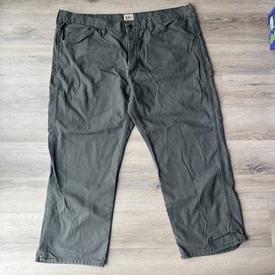 C.E. Schmidt Carpenter Jeans 46x30 Gray Canvas Straight Baggy Workwear