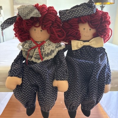 VTG Raggedy Ann Handcrafted Wood Block Sitter 15'' Doll