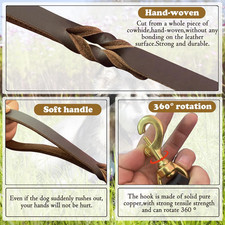 Leather Dog Leash 6Ft X 3/4 Inch, Heavy Duty, Soft and Strong for Large, Medi...