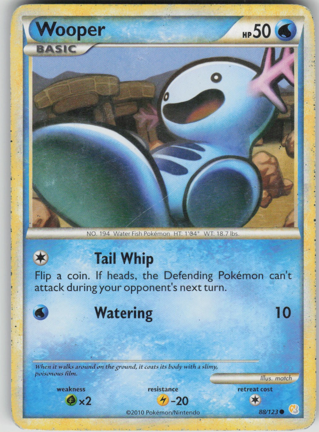 Pokemon TCG Wooper Common HeartGold SoulSilver 88/123