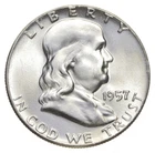 Choice Unc 1957 P Franklin Half Dollar Gem BU From Original Roll *5025