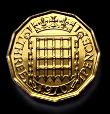 1970 Elizabeth II - PROOF Brass 3d Threepence Coin - Not Released  Rare