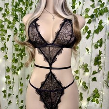 Black Lace Cutout Bodysuit