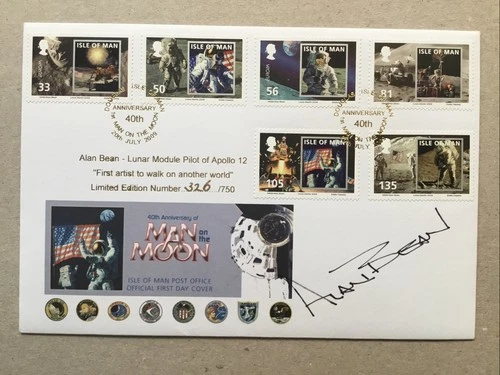 2009 40th Anniv 1st Man On The Moon Isle Of Man FDC SIGNED BY ALAN BEAN