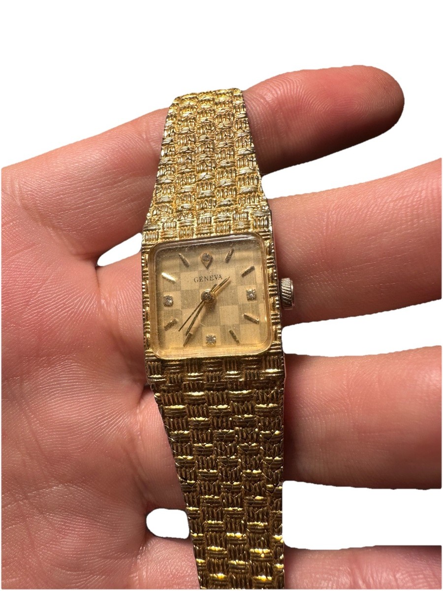 Vintage Geneva Watch 14K GOLD Plated GE3676 Wind Up Adjustable