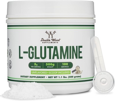 L Glutamine Powder 1.1lbs (100 Servings of 5 Grams Each - Third Party Tested L-G