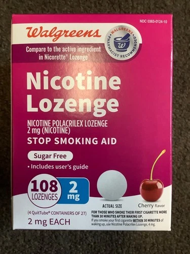 WALGREENS NICOTINE LOZENGE CHERRY-2MG-108 PC 2 MG FRESH 08/2026-SUGAR FREE
