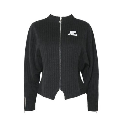 Courreges Logo Patch Mock Neck Batwing Wool Jacket Size M