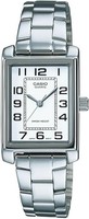 Casio Damen Uhr Edelstahl Retro Rechteckig Weiß Mit Zahlen LTP-1234PD-7BEG