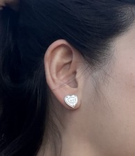 Return To LOVE Tiffany  Co. Sterling Silver 12mm Heart Stud Earrings - Rare