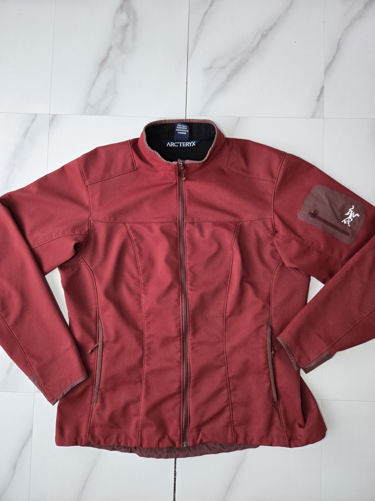 Arc'teryx Burgundy Soft Shell giacca full zip donna taglia UK XL 16 18