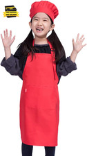 Kids Apron and Hat Set 3-5 Year, Red                
