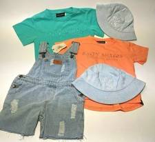 Salty Shreds Kids Clothing Lot Vintage Denim Overalls, T Shirts  Bucket Hats