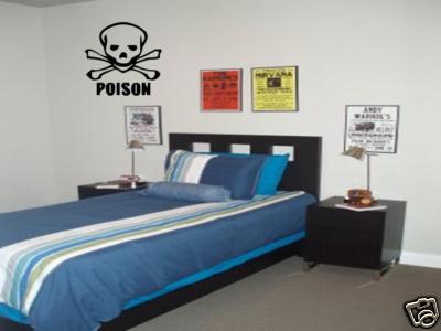 SKULL Poison Pirate Boys Kids Bedroom VInyl Wall Art 