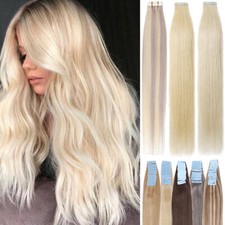 150G 60PCS Real Remy Skin Weft Tape in Human Hair Extensions THICK Full Head US