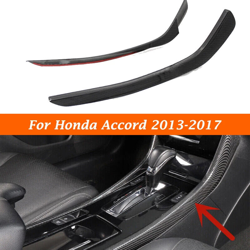 2 piezas para Honda Accord 2013-2017 fibra de carbono central cambio de marchas moldura lateral Foto 4 de 4