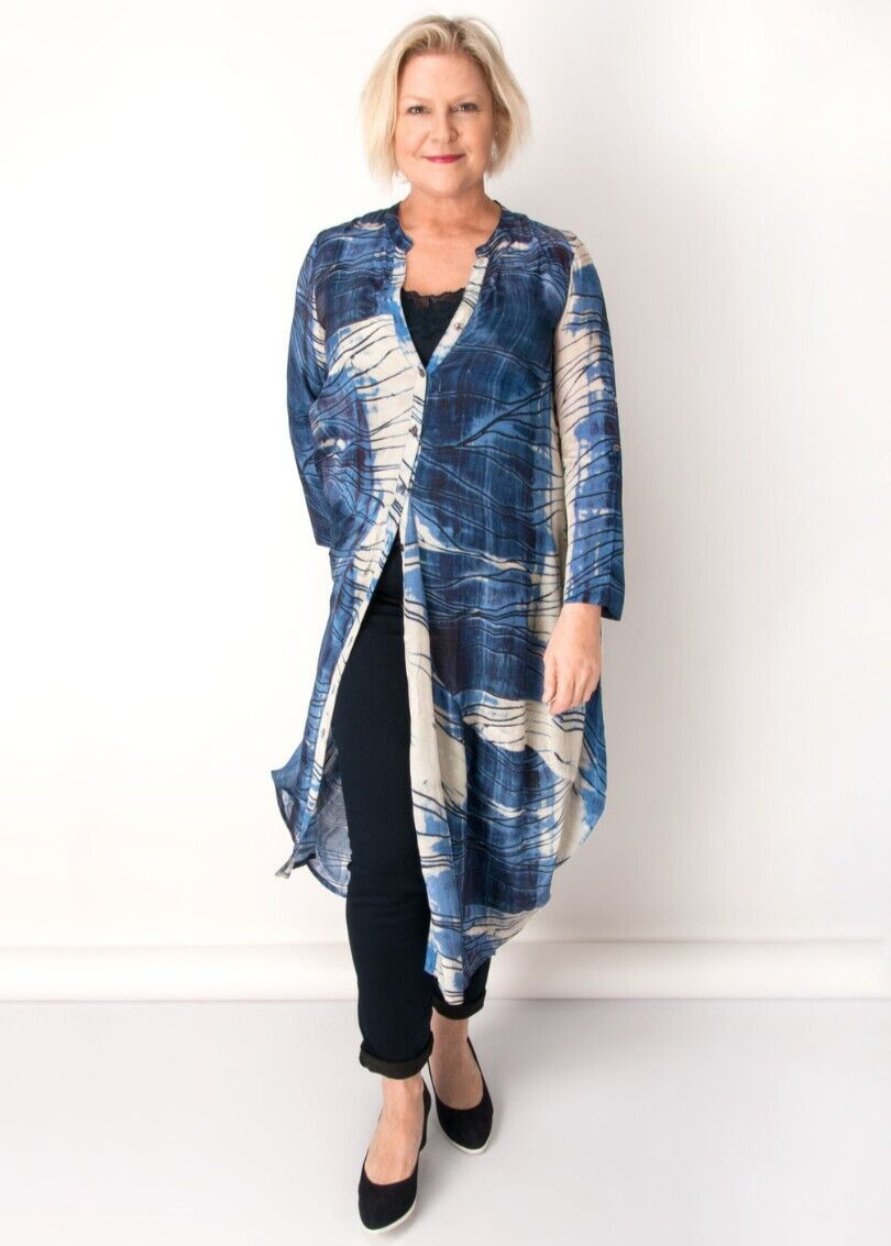Sahara Muso Print Dress Semi-Sheer Shirt V Neck Pockets S BNWT RRP £189 Multi