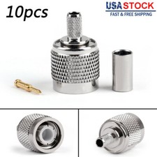 10Pcs TNC Male Plug Crimp Coax Connector for RG58 RG142 RG400 RG223 Cable US 