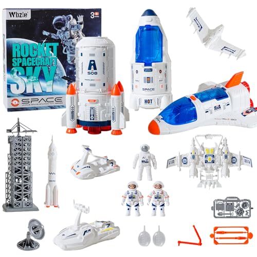 Space Shuttle Toys Set with Light and Sound, Rocket Ship Toys Playset with 