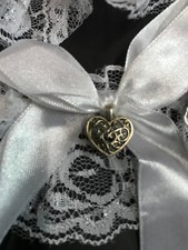 Vintage Silver Heart Charm Garter Bridal Bride Prom white lace Garter