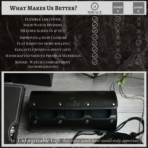Watch Travel Case Leather Watch Case For Men Travel Watch Roll Case (VARIATIONS) - Picture 139 of 440