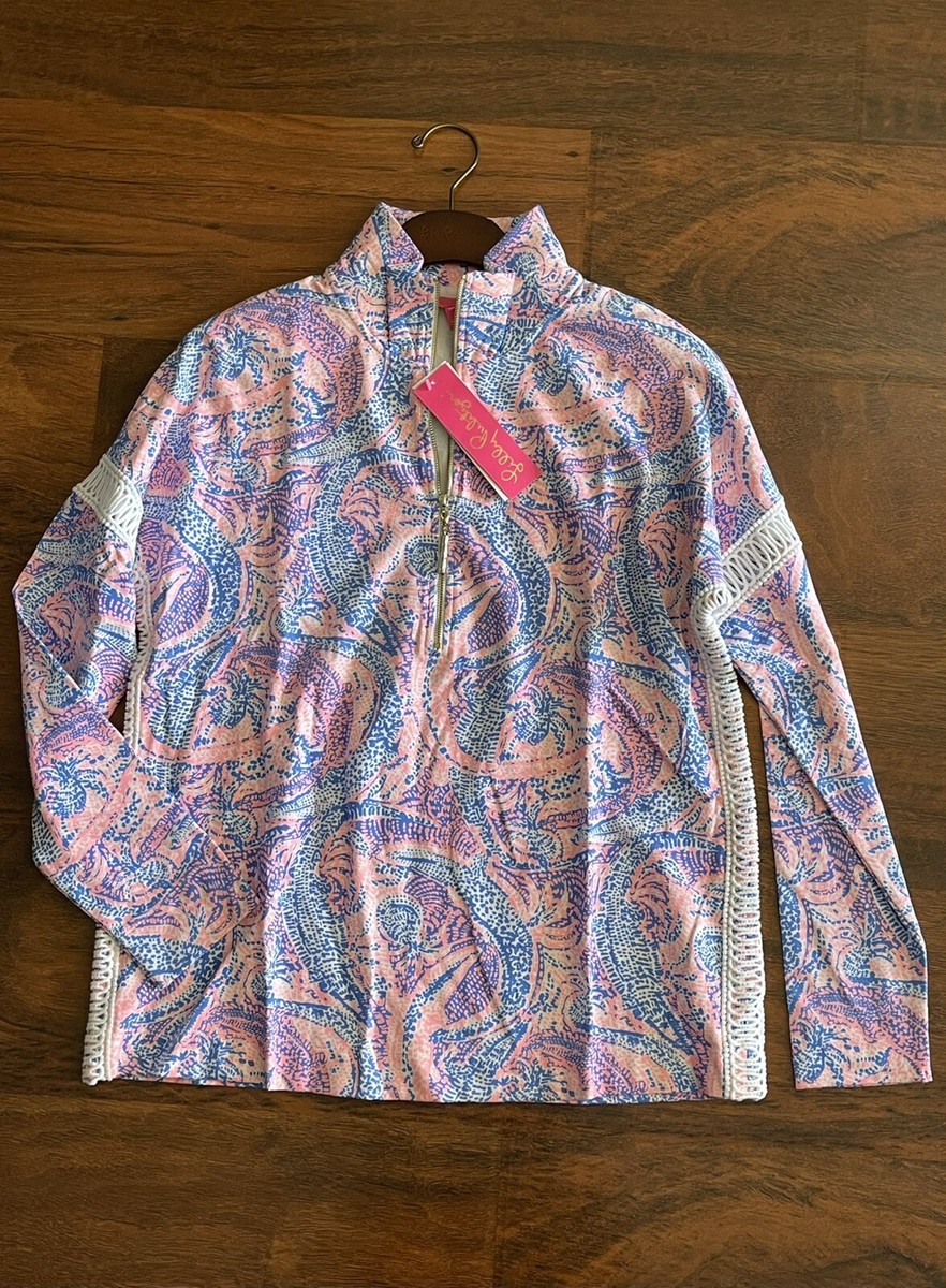 Lilly Pulitzer SMALL Maybe Gator Alligator JONAH POPOVER Half Zip Pullover NWT