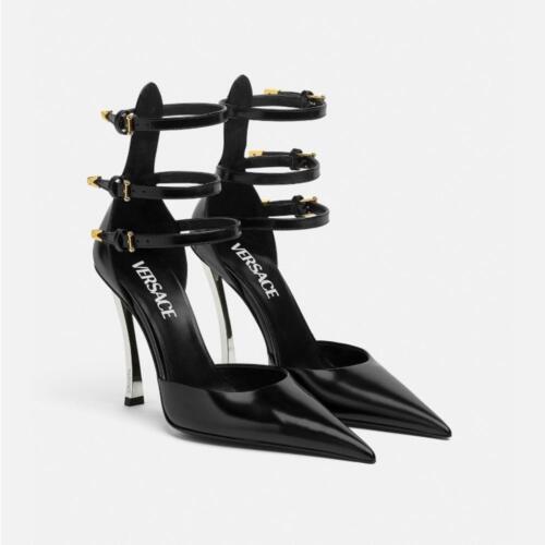 BNWT Versace Vitello Slim High Heels 11cm Women's Black Size 37 US 7 $1725
