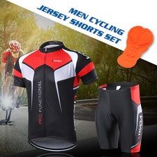 Lixada Men's Cycling Jerseys Short Sleeves Bike Shirt Padded Shorts Set G9I5