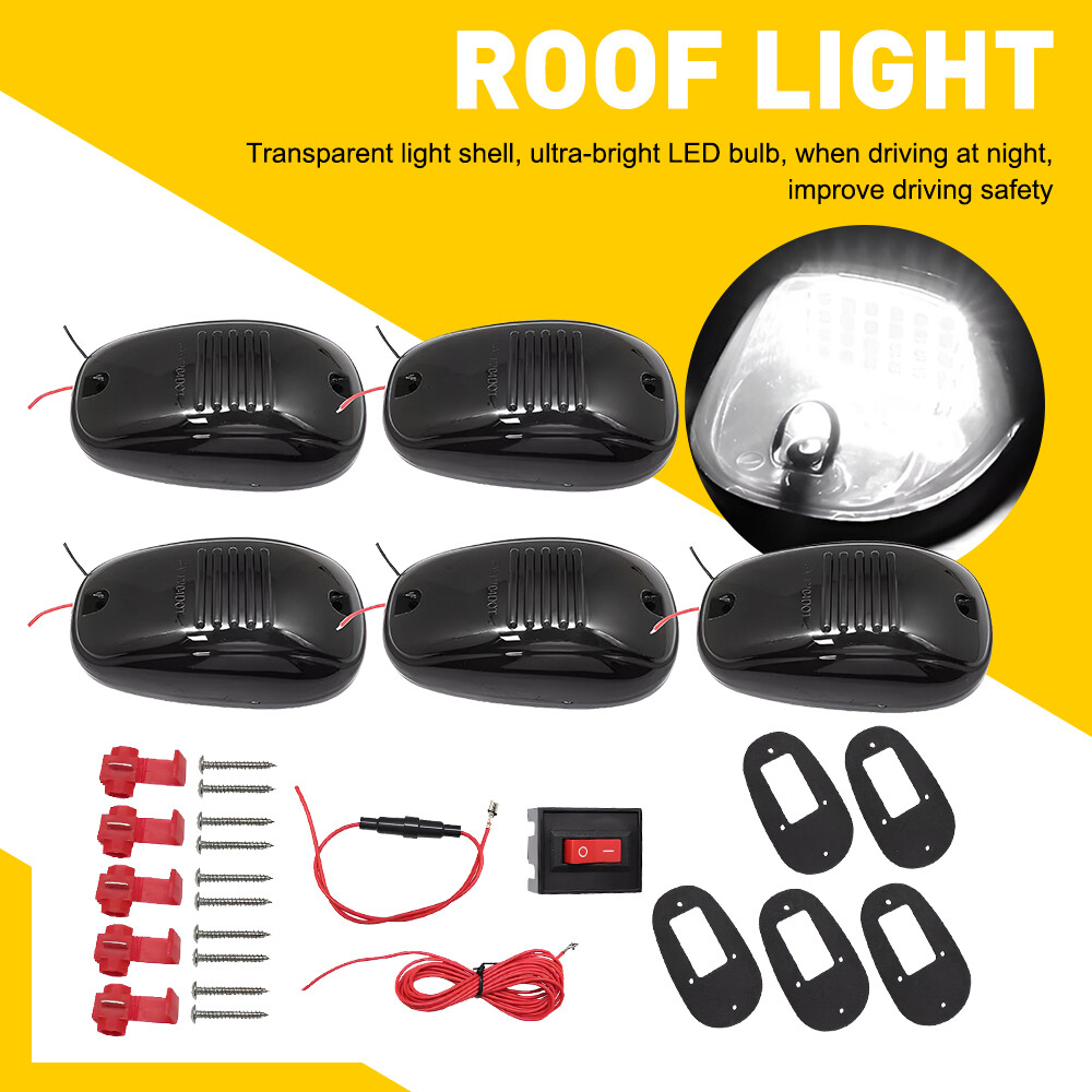 5x Smoked Rooftop Cab Lights 6000K White for RAM 1500 2500 Trucks