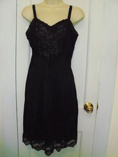 Size 34 Lorraine Quality Lingerie Vintage Black Lace Trimmed Slip