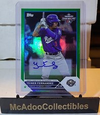 2023 Topps Pro Debut YEINER FERNANDEZ GREEN FOIL #/99 Auto L.A. DODGER BLUE