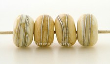 4 DARK IVORY with Fine Silver Wire  Handmade Lampwork Glass Beads - taneres