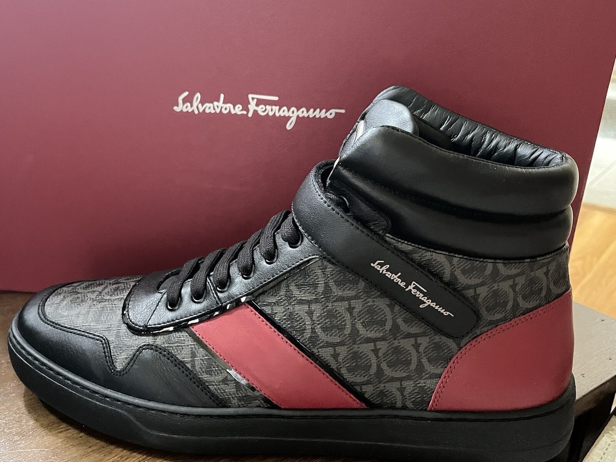 New Salvatore Ferragamo Noe 14 M Leather High Top Men Shoes New Salvatore Ferragamo Noe 14 M Leather High Top Men Shoes