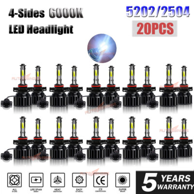 20x 4side 2504 5202 9009 LED Fog Light Bulbs 6000K White 120W 32000LM High Power