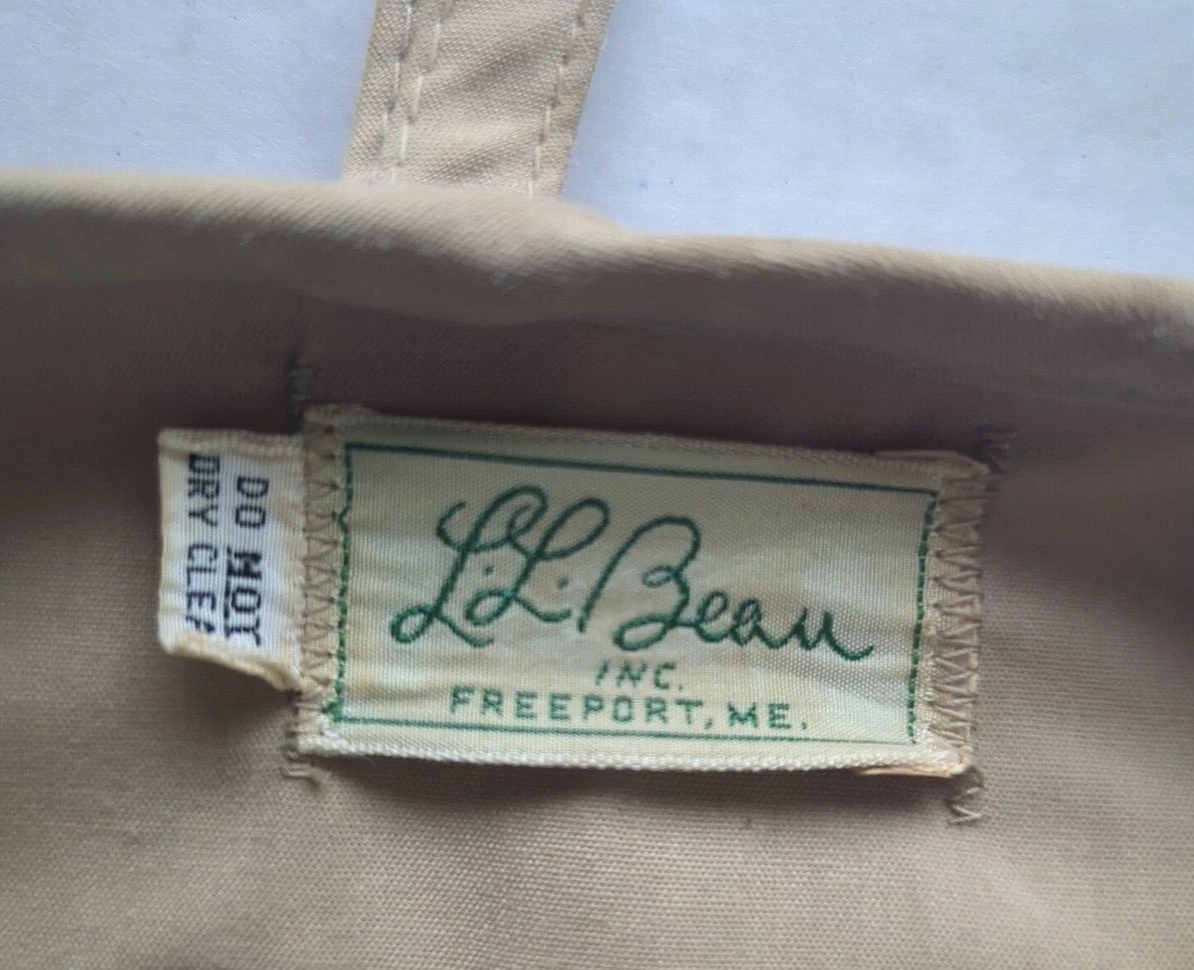 Vintage Script Logo 60s/70s LL Bean Fly Fishing Vest Khaki Padded USA