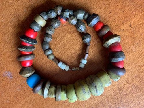 18” Necklace Of Antique Brass And Ancient African Trade Beads