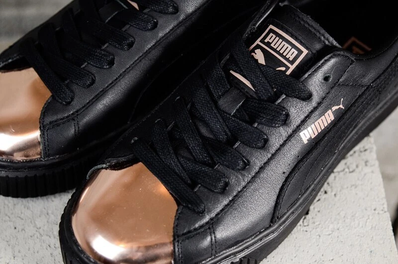 Puma Black Rose Gold Shiny Toe Platform Flatform Chunky Sneakers Trainers 5