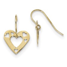 14k Yellow Gold Gold Polished Cut-out Heart Dangle Earrings