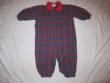 Vintage OshKosh USA romper overalls plaid size 18 months Christmas made in USA