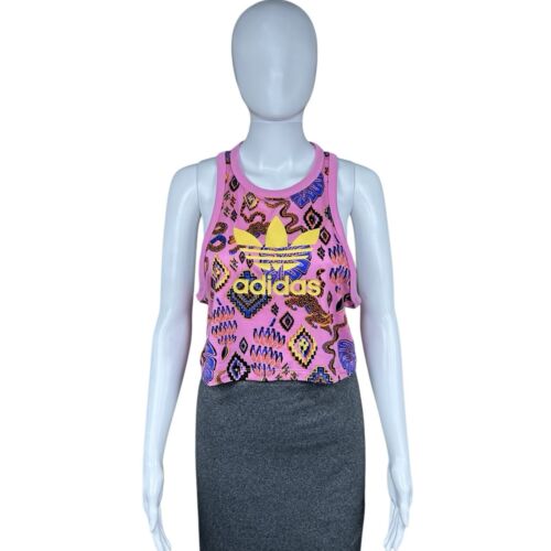 Adidas Farm Rio Trefoil Floral Print Tank Top T-Shirt SMALL Snakes Leopard Print