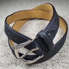 Vintage Western Belt Mens 44 Black Leather Embossed USA Bold Eagle Tooled Heavy